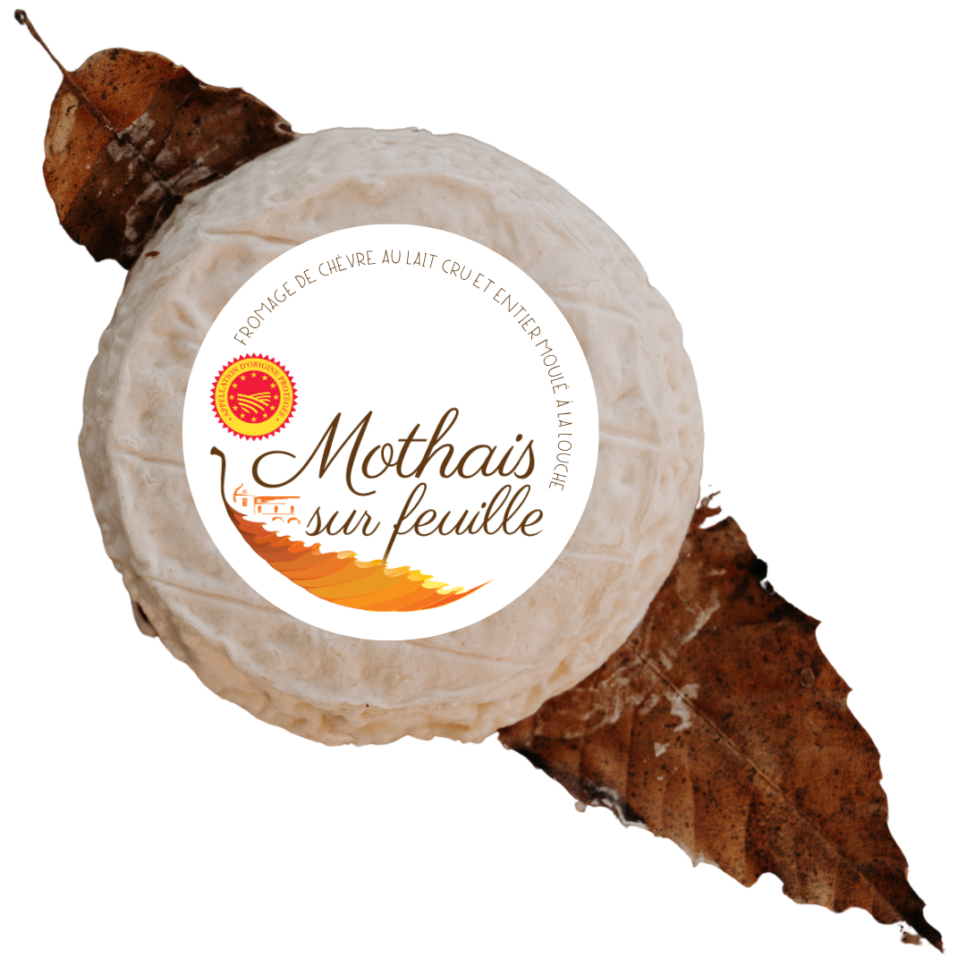 logo du Mothais sur feuille fromage de chèvre AOC